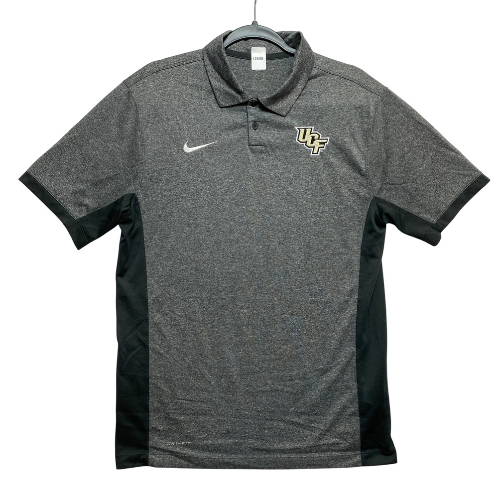 Nike Polo Shirt Mens L Gray UCF Knights Dri-FIT Short Sleeve Heathered Athletic